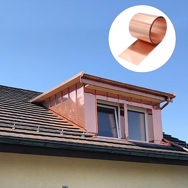 ELECTRAPICK Copper Flashing,26 Gauge(0.41mm) Thickness, 8in x 10ft, 99.95% Pure Copper Sheet Roll, Roofing Metal Flashing Roll for Contractors DIY Projects or Contractor - Image 4